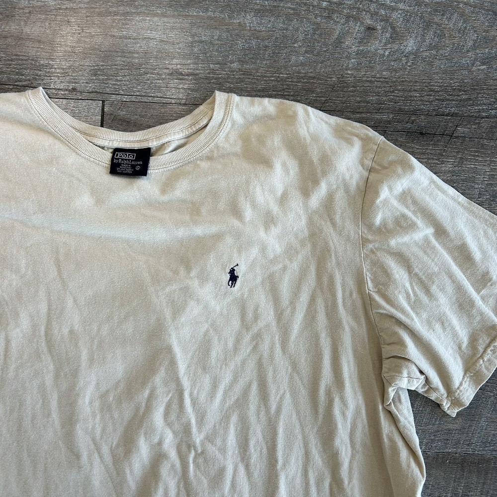VTG Polo Ralph Lauren Men's T Shirt Size XL Faded Worn Beige Pony Posh